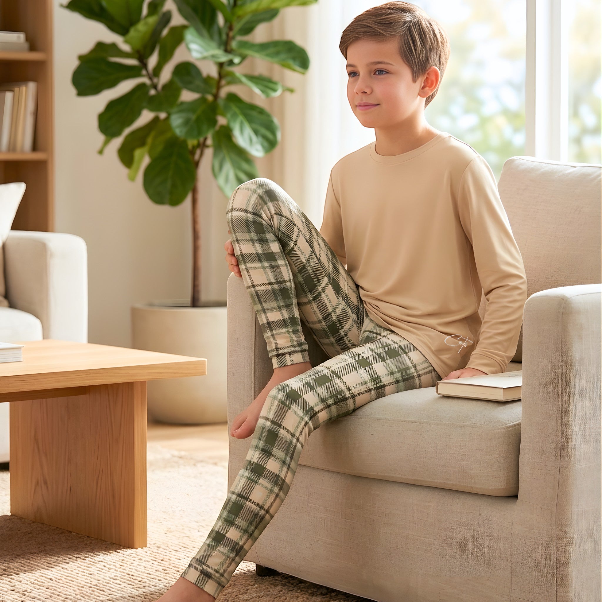 Kids Long Set - Evergreen Plaid