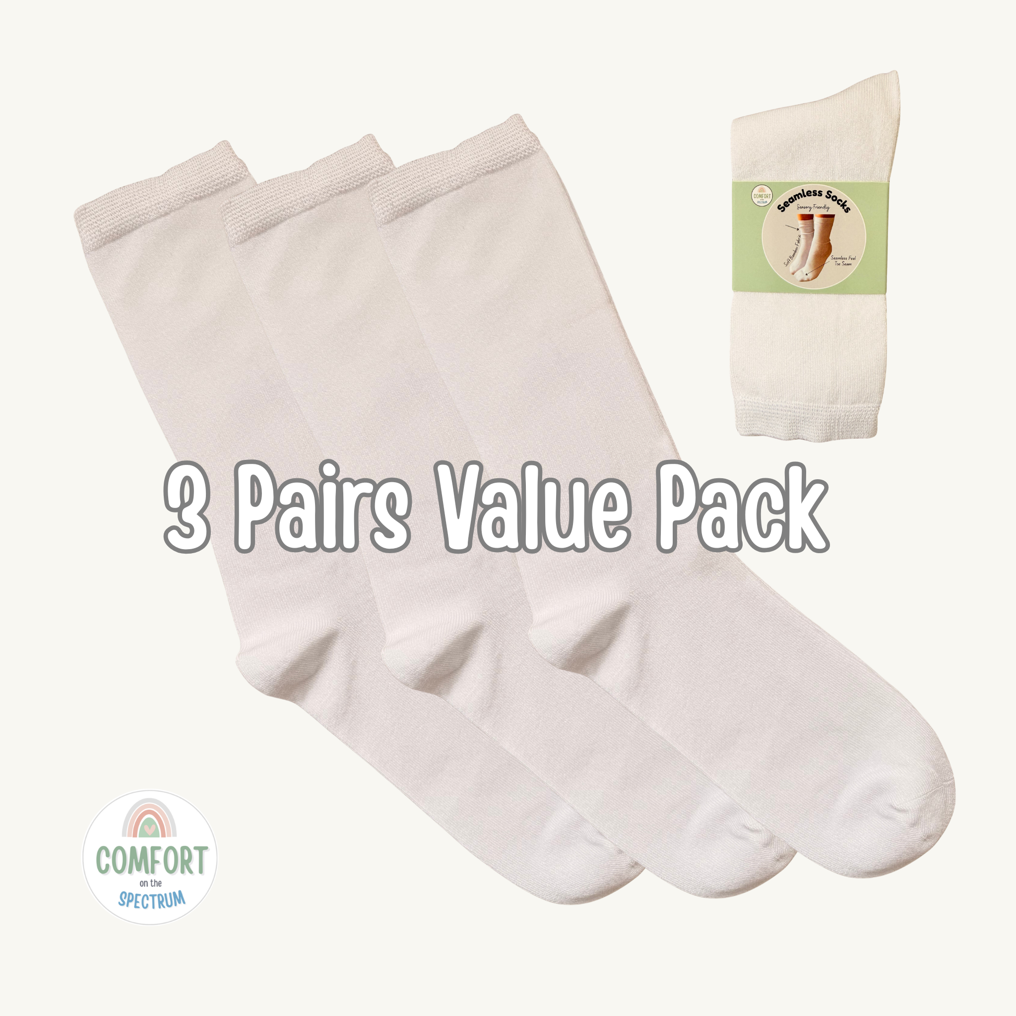 Adult Classic Soothe Step™ Sensory Socks - White