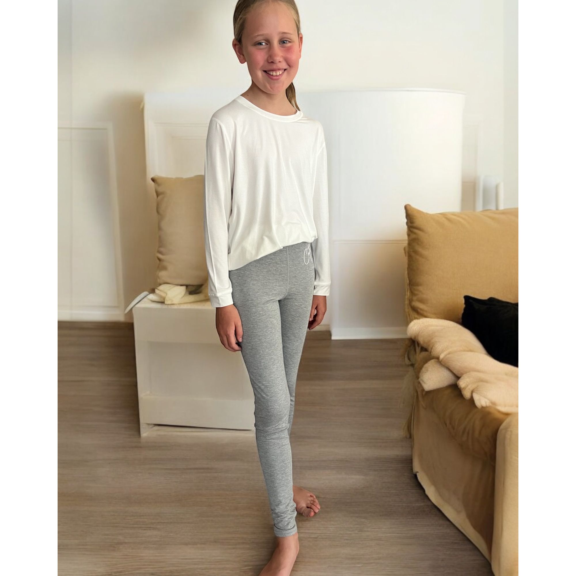 Leggings (Kids)-leggings - sensory friendly-Comfort on the Spectrum-Grey Marle-10-Comfort on the Spectrum