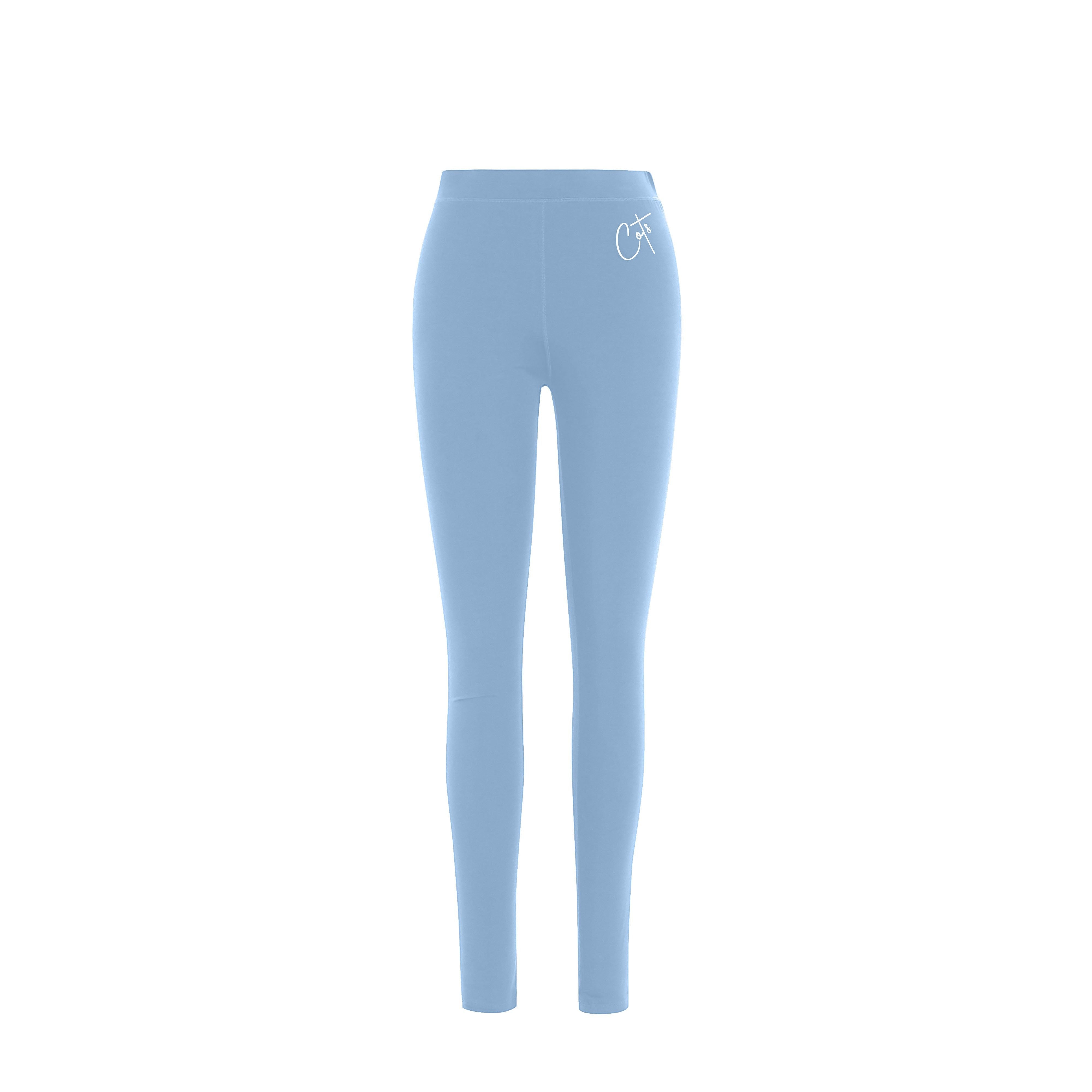 Comfort on the Spectrum light blue bamboo blend kids leggings with flat seams and smooth waistband.