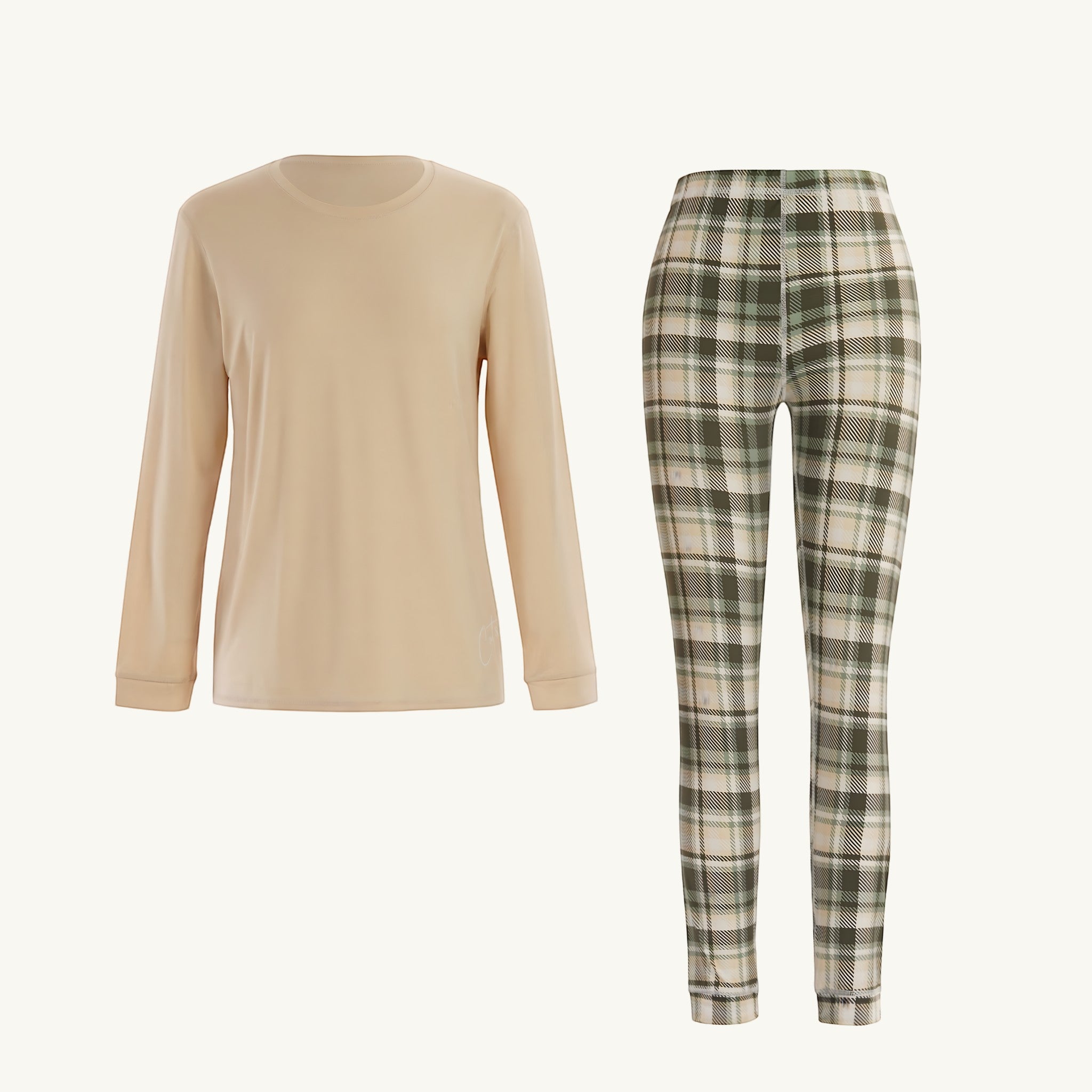 Comfort on the Spectrum kids long set in evergreen plaid bamboo fabric. Tag-free, flat seams, relaxed fit.