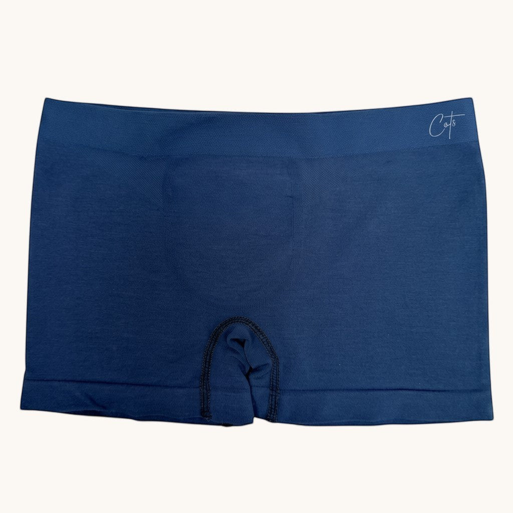 Comfort on the Spectrum Kids SkinSense™ Seamless Boxer Briefs in navy blue Lenzing™ Modal fabric with a smooth, stretchy fit and tag-free design.