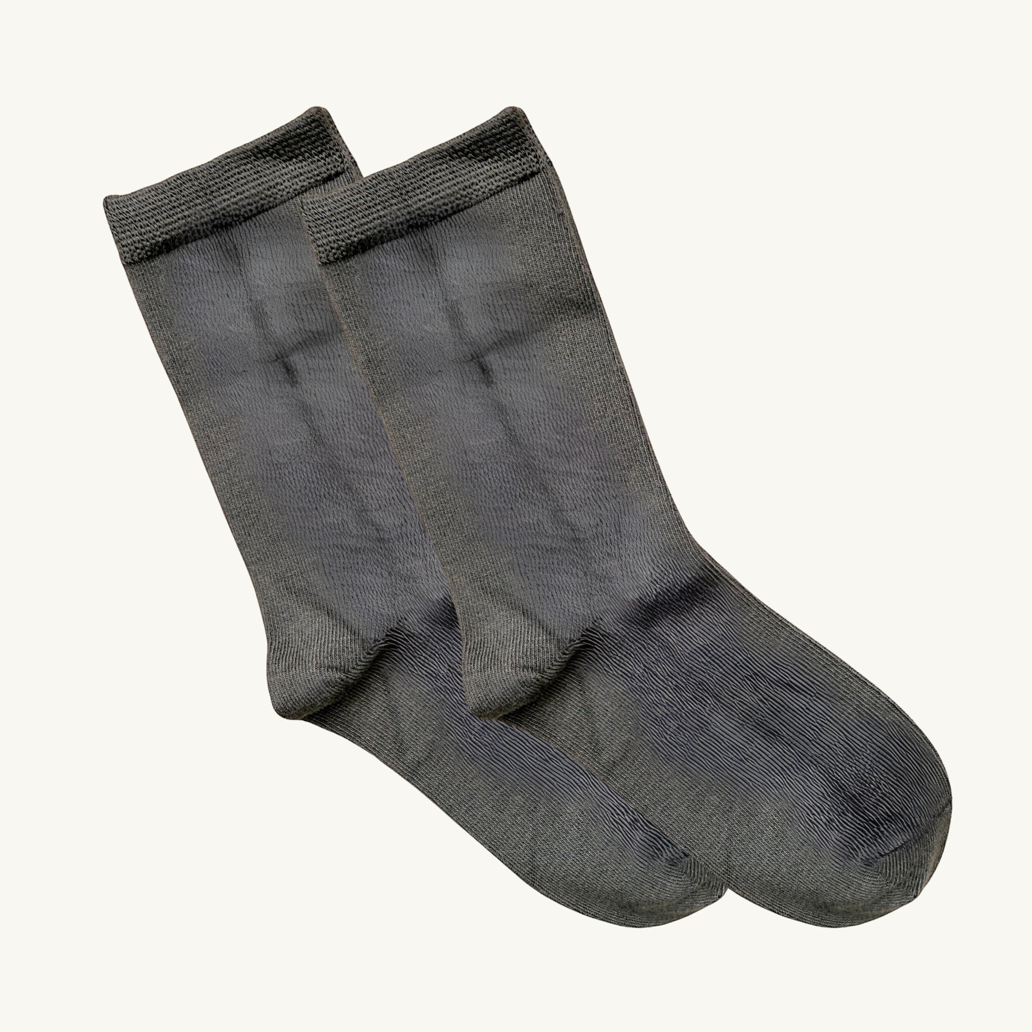 Comfort on the Spectrum Kids Classic Soothe Step™ Sensory Socks - Grey, bamboo/cotton blend, seamless toe, non-restrictive top.