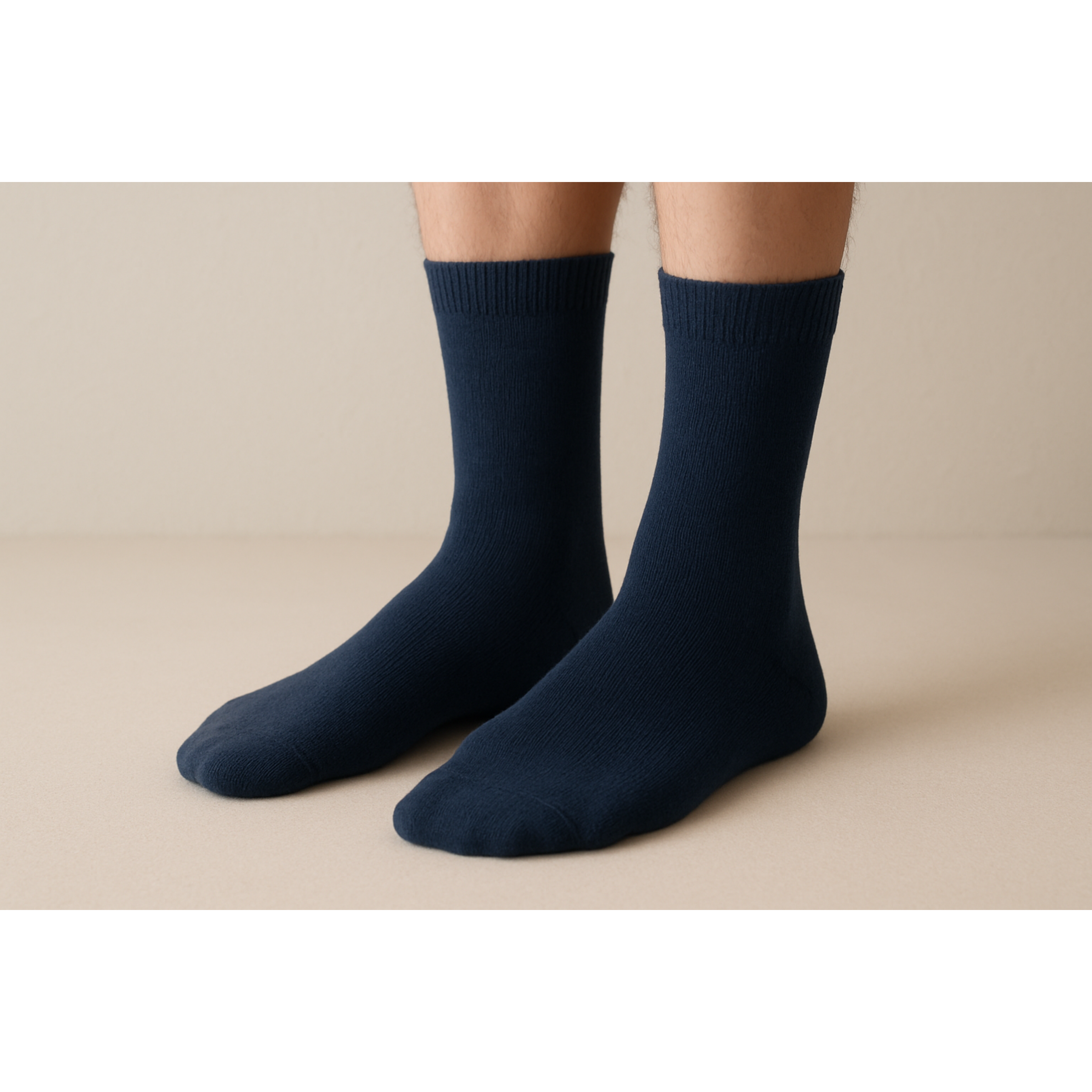 Feet with Navy Crew Socks
