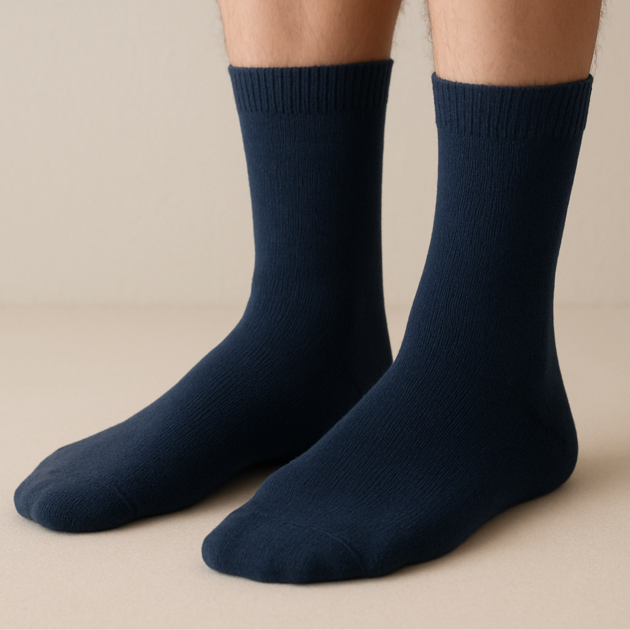 Feet with Navy Crew Socks