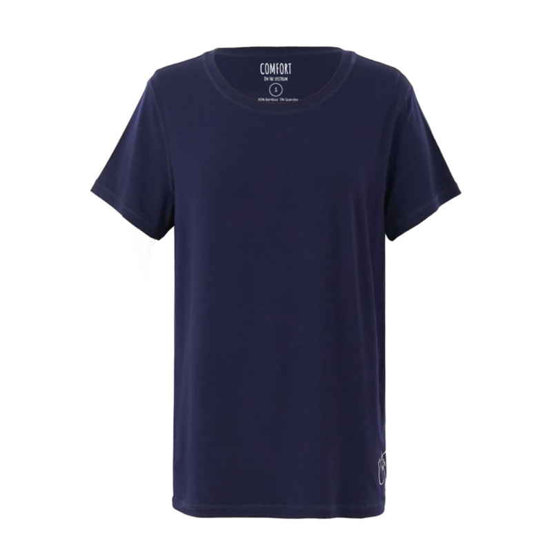 Product photo of navy adult tshirt - the bamboo t shirt from Comfort on the Spectrum.