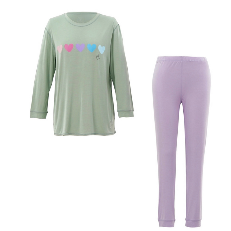 Product shot of Lavender Sweetheart Long Set Pajamas for Teens & Kids from Comfort on the Spectrum .