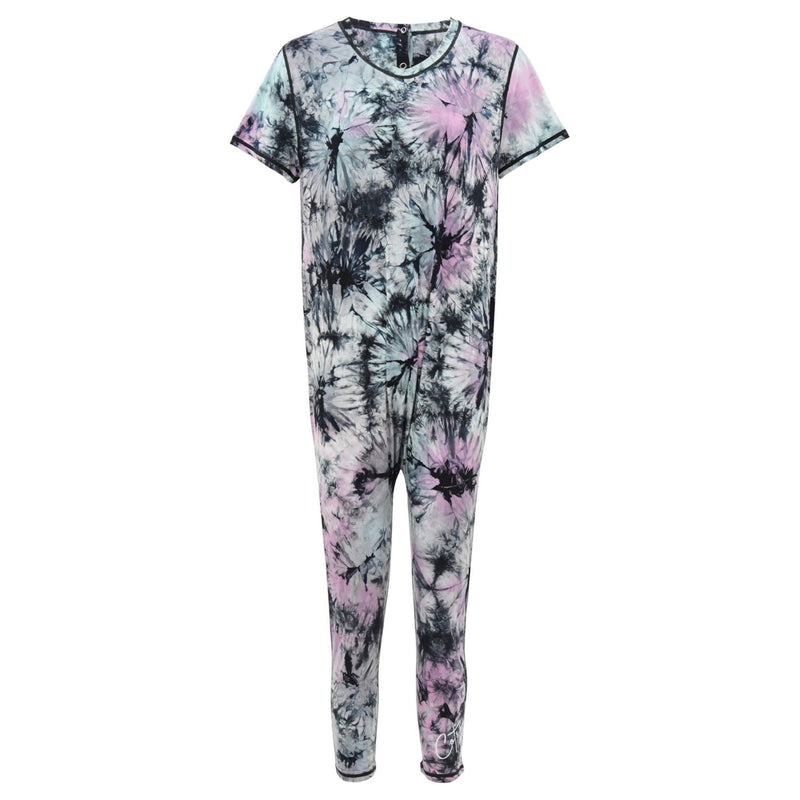 Product front shot of camo splash jumpsuit for teens and kids from Comfort on the Spectrum.