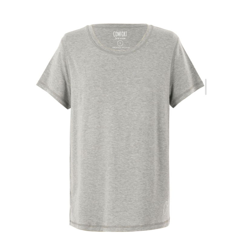 Product photo of grey marle adult t shirt - the bamboo t shirt from Comfort on the Spectrum.