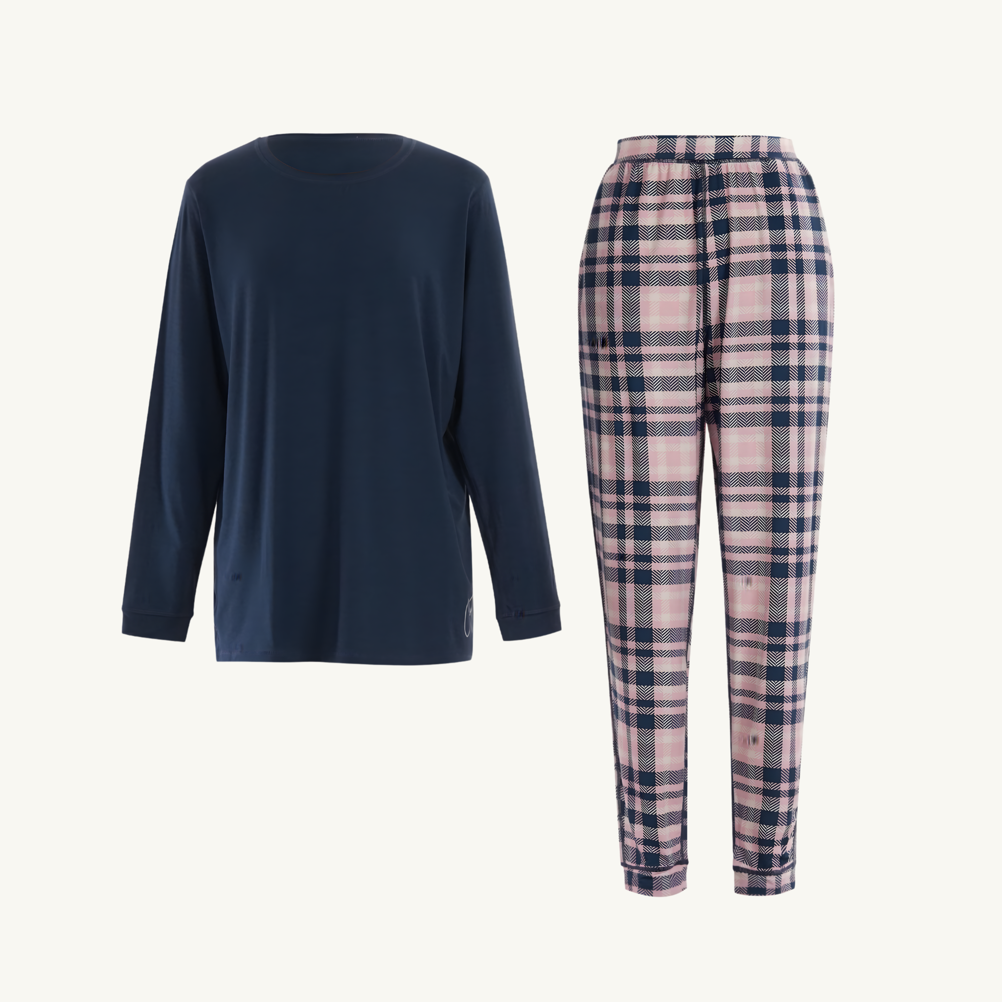 Adult Long Set - Peony Plaid