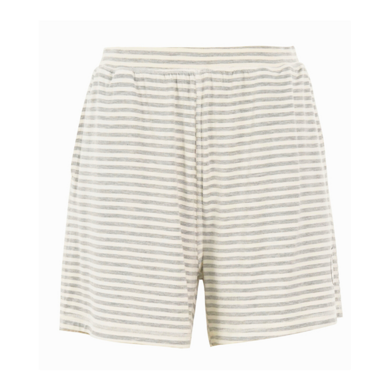 Product photo of adult grey striped shorts - the bamboo short pyjamas from Comfort on the Spectrum.