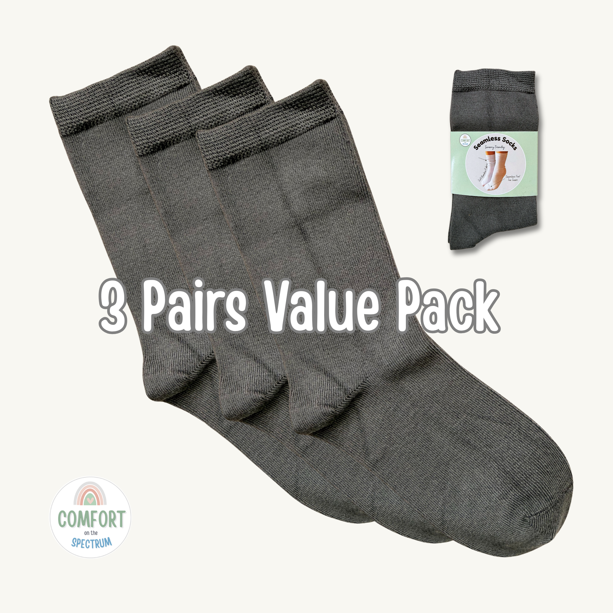 Adult Classic Soothe Step™ Sensory Socks - Grey