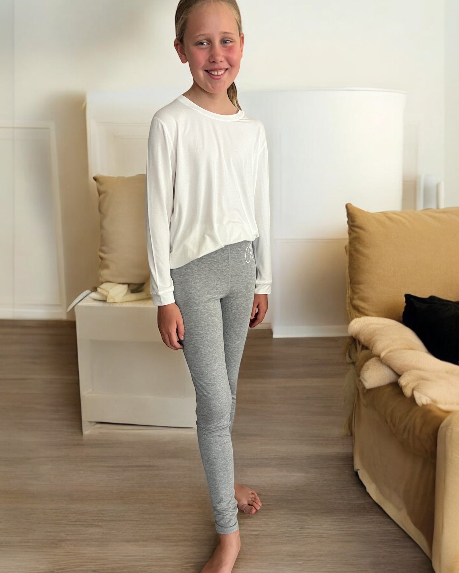 Leggings (Kids)-leggings - sensory friendly-Comfort on the Spectrum-Grey Marle-10-Comfort on the Spectrum