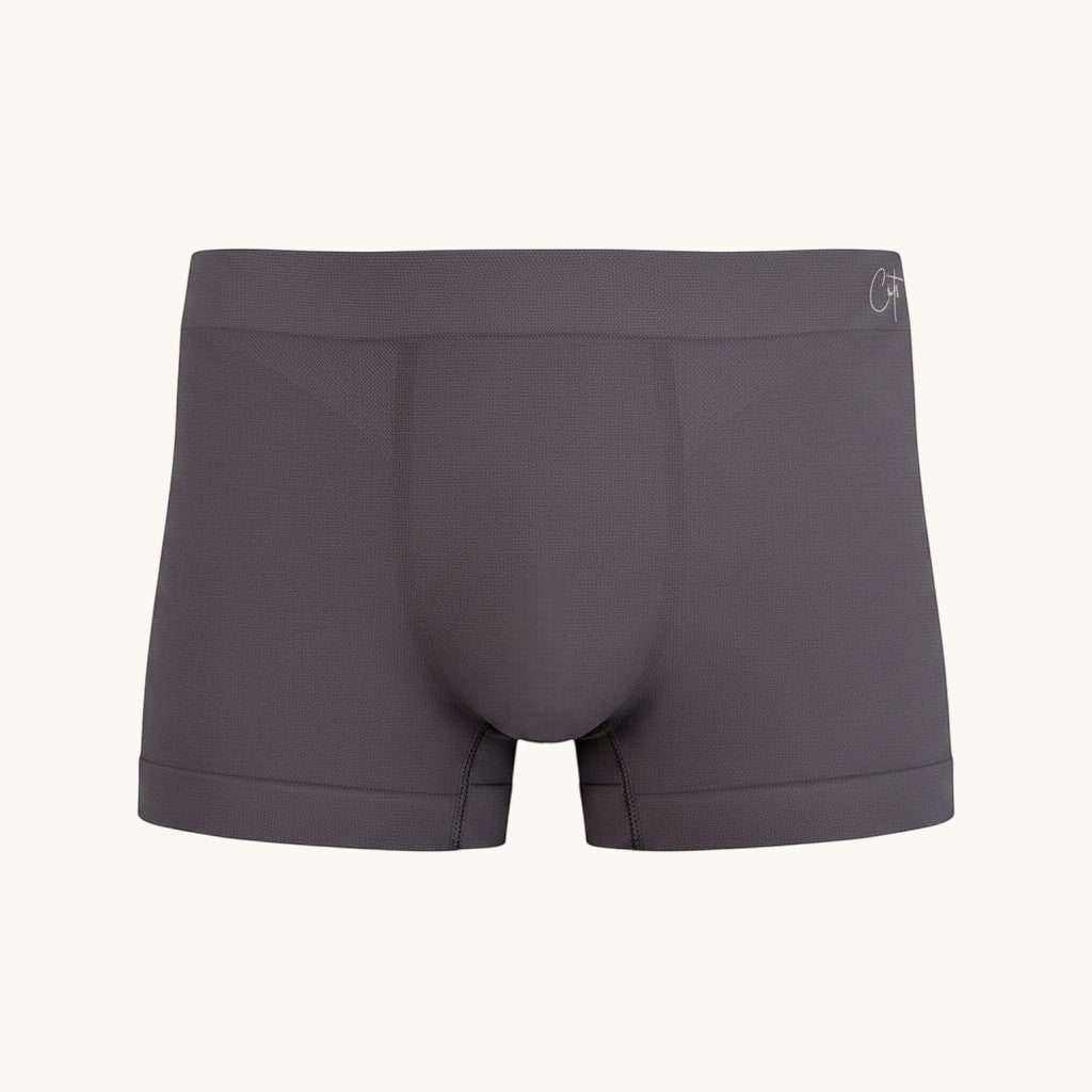 Comfort on the Spectrum charcoal grey seamless boxer briefs made from soft, breathable Lenzing™ Modal fabric for kids.