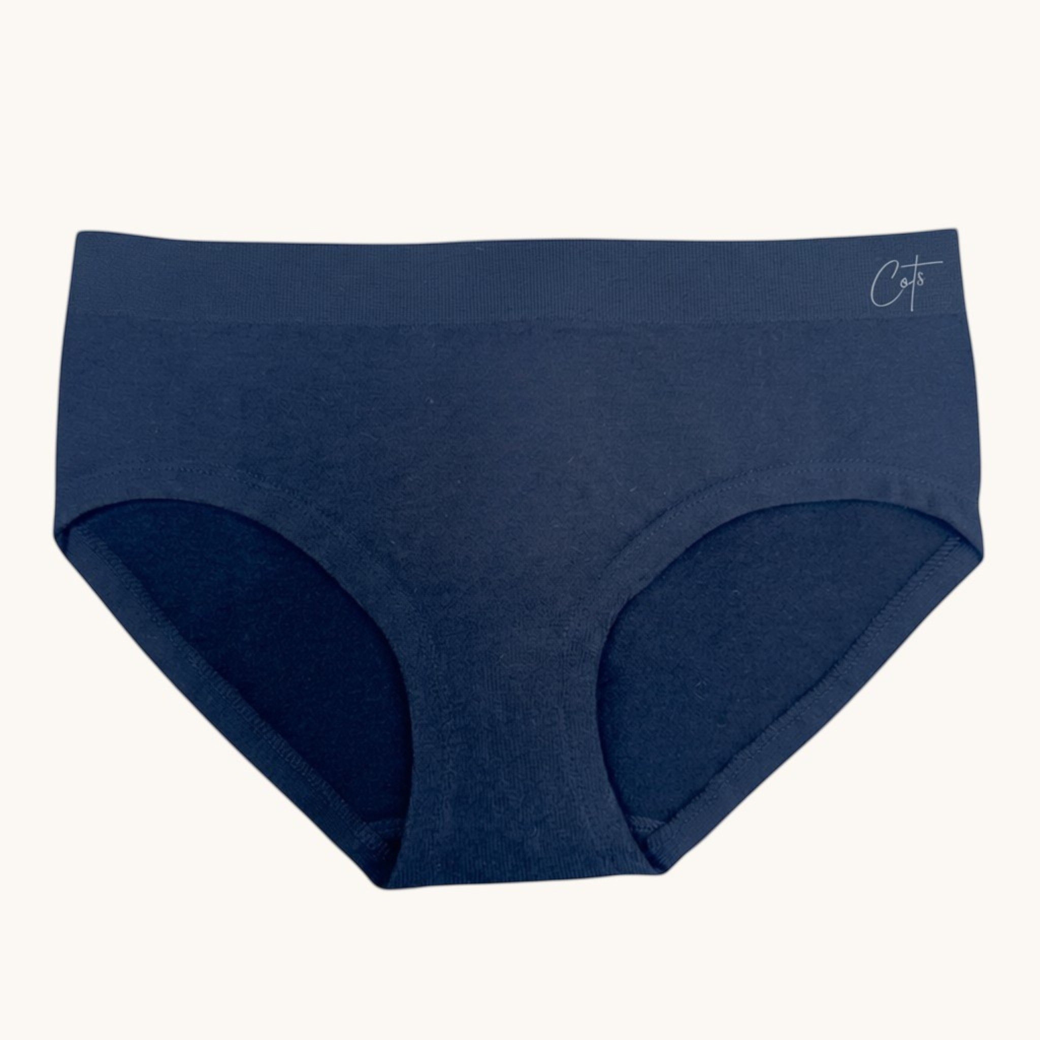 Comfort on the Spectrum navy blue seamless modal briefs for kids, OEKO-TEX certified for sensitive skin.