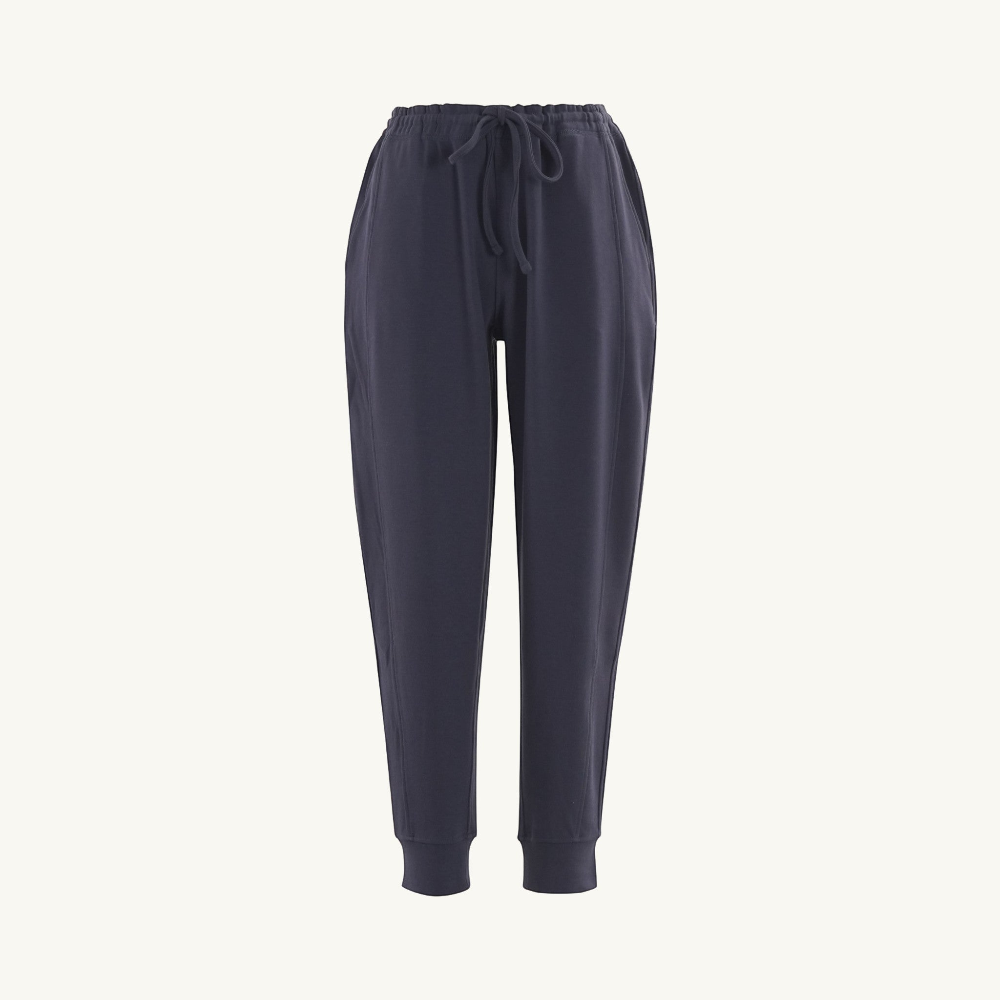 Comfort on the Spectrum navy blue kids tracksuit pants made from soft bamboo/cotton blend with drawstring waist and cuffed ankles.