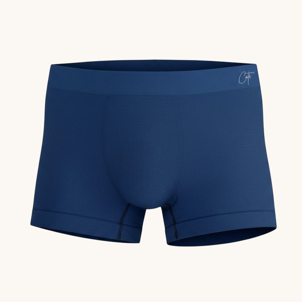 Comfort on the Spectrum navy blue seamless boxer briefs made from soft Lenzing Modal fabric with a tag-free design.