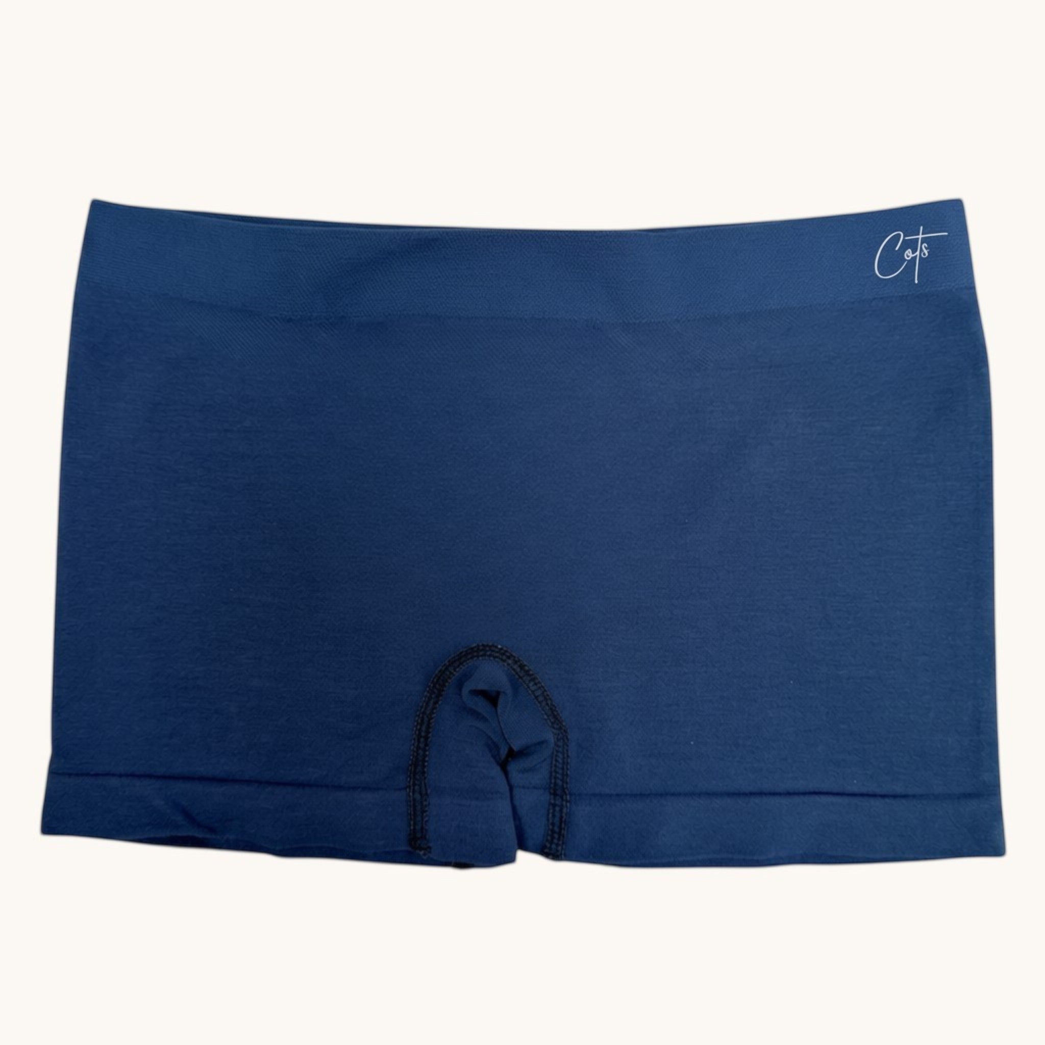 Comfort on the Spectrum navy blue seamless shorty briefs made from soft, breathable Lenzing™ Modal fabric for sensitive skin.
