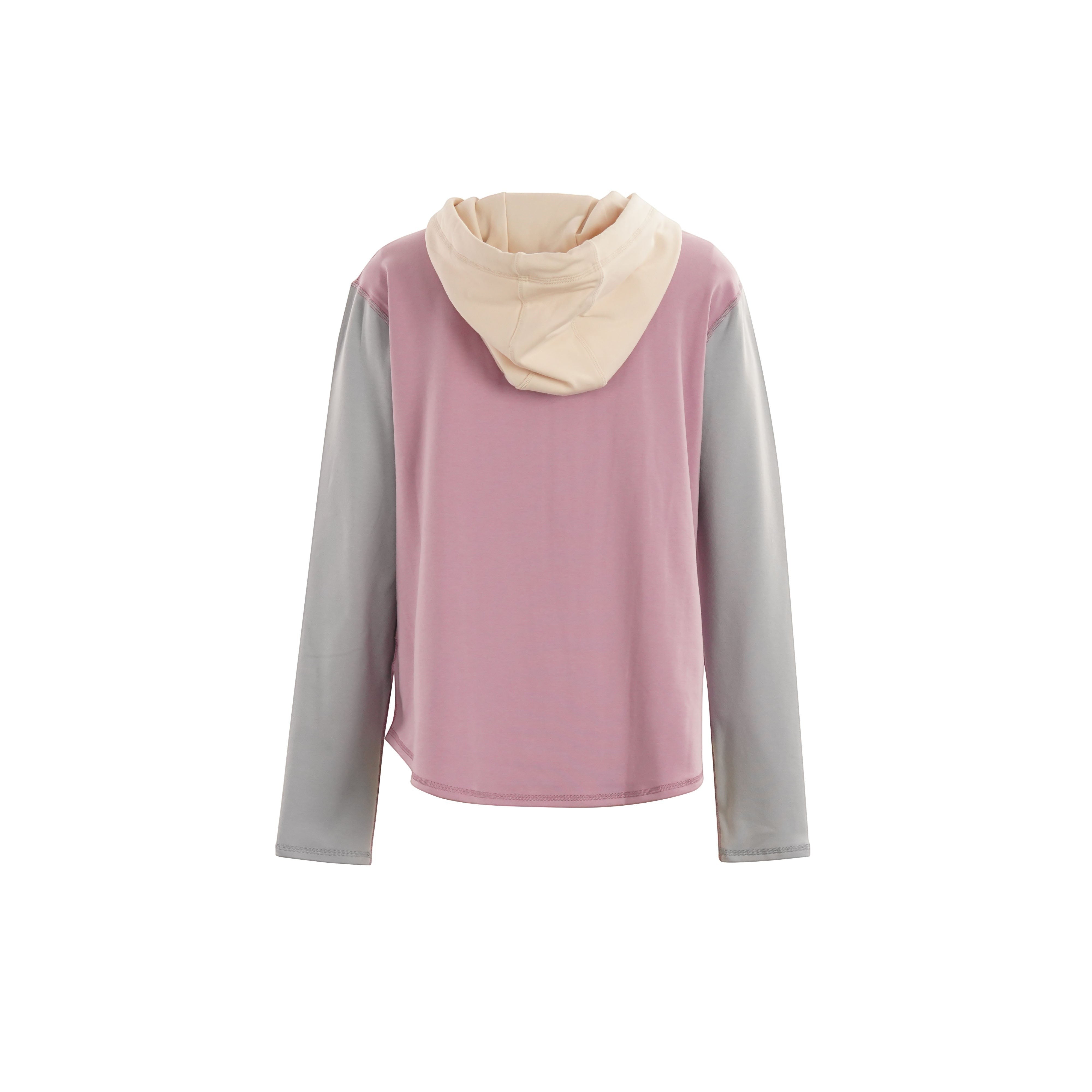 Comfort on the Spectrum Peony adult hoodie with oversized hood and grey sleeves. Bamboo-cotton blend.
