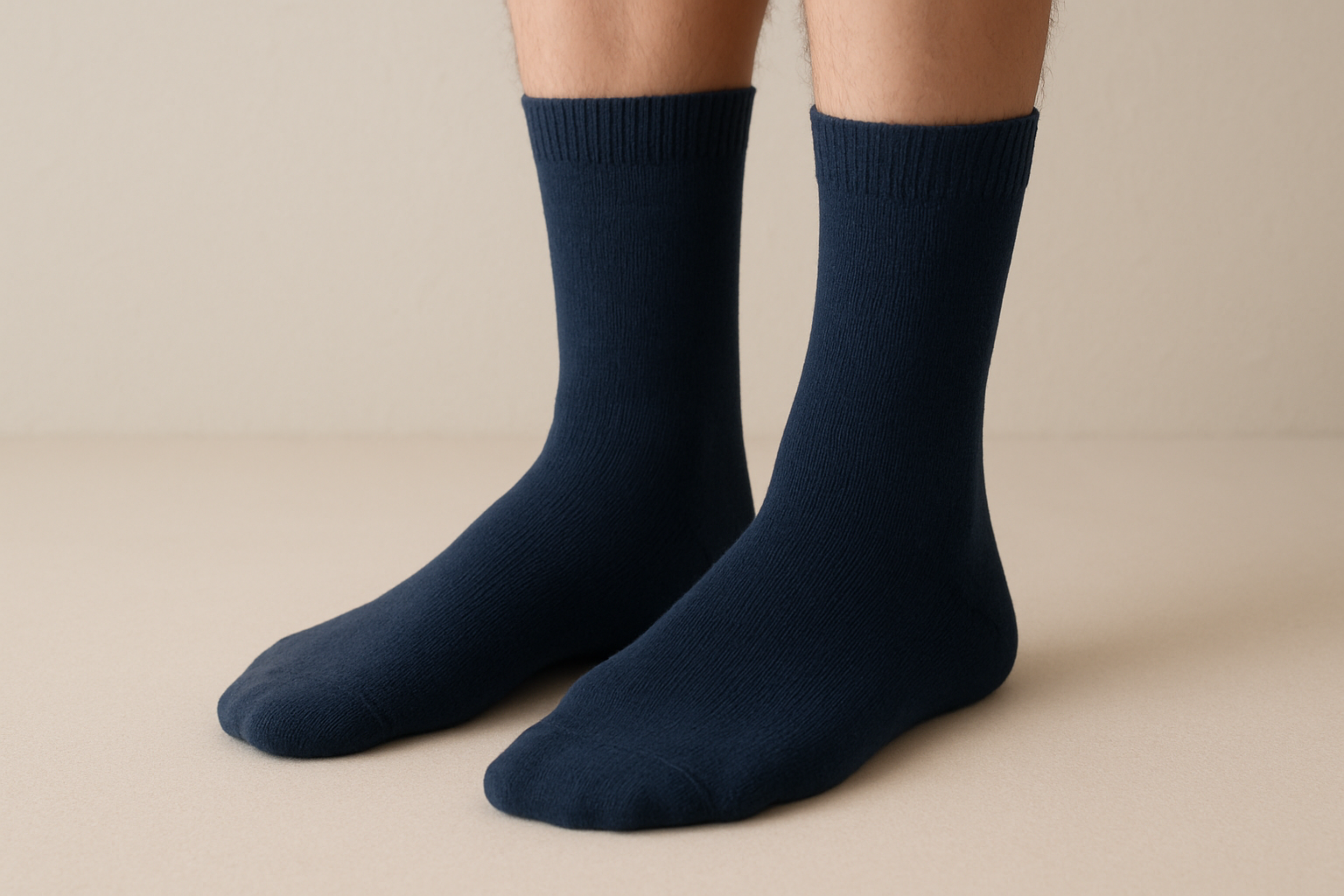 Feet with Navy Crew Socks 