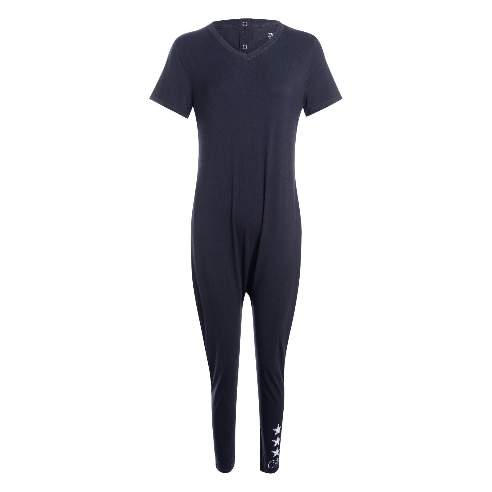 Full shot photo of Onesie Pajamas for Adults  - midnight jumpsuit from Comfort on the Spectrum.